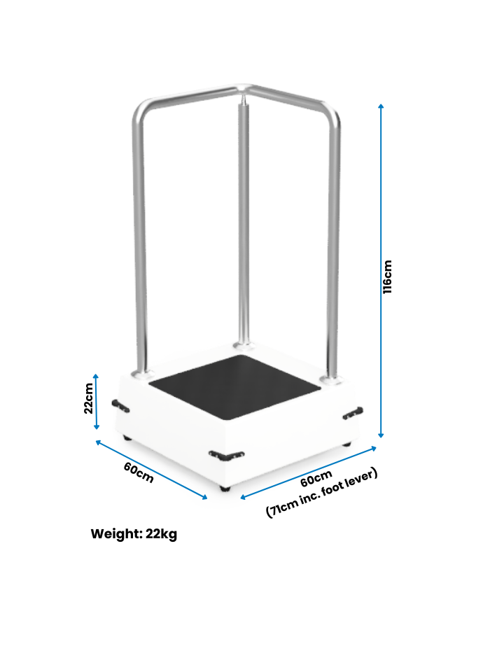 PS01 Mobile Assistive Patient Bunker Steps Dimensions