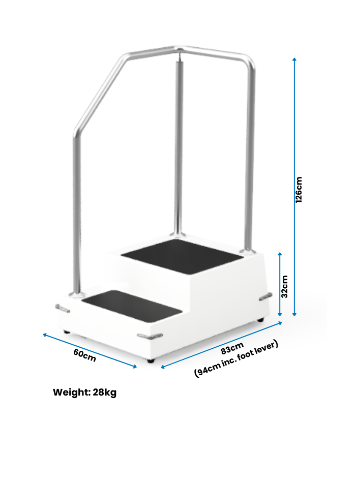 PS02 Mobile Assistive Patient Bunker Steps Dimensions